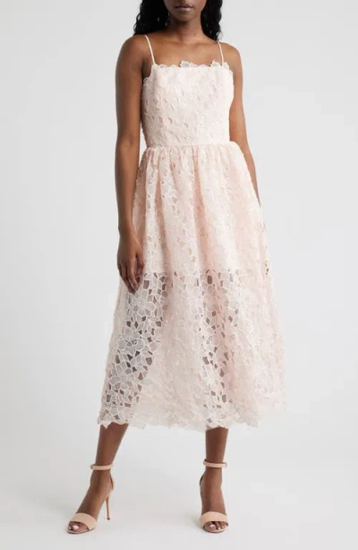 Lucy Paris Holly Floral Lace Midi Dress In Pink