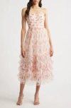 Lucy Paris Irina Floral Ruffle Fit & Flare Midi Dress In Pink Floral