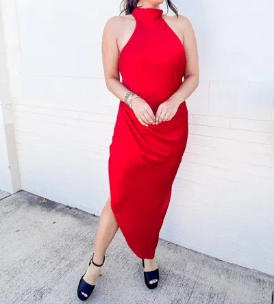 Lucy Paris Jiya Halter Dress In Red