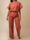 Lucy Paris Joey Linen Pleated Pants In Burnt Orange In Yellow