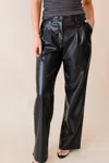 Lucy Paris Josie Pleated Faux Leather Pant In Black