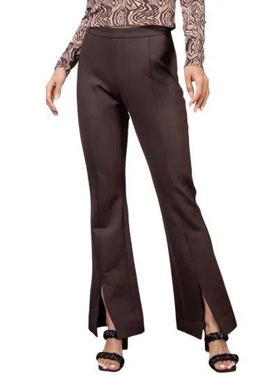 Lucy Paris Kate Front Slit Trouser In Chocolate Brown