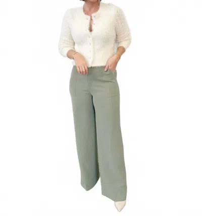 Lucy Paris Kayson Wide Leg Trouser In Sage In Multi