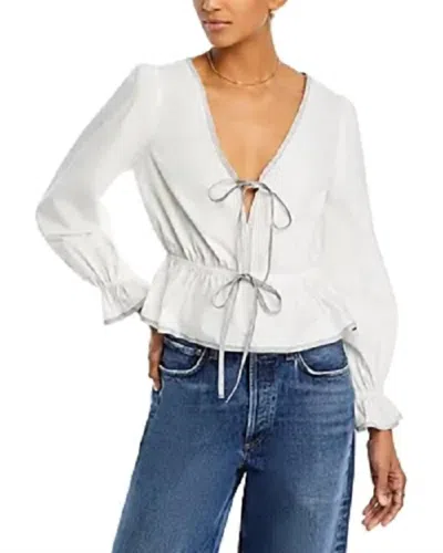 Lucy Paris Kilala Contrast Long Sleeve Top In White