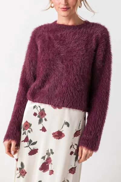 Lucy Paris Laramie Fuzzy Sweater In Plum
