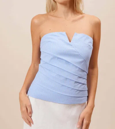 Lucy Paris Lia Strapless Top In Blue Stripe