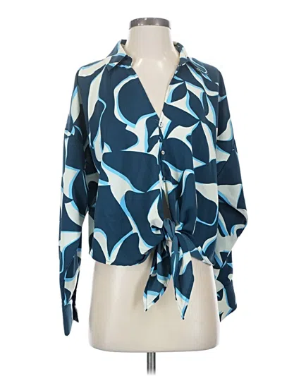 Pre-owned Lucy Paris Long Sleeve Blouse In Blue