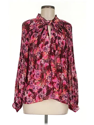 Pre-owned Lucy Paris Long Sleeve Blouse In Red