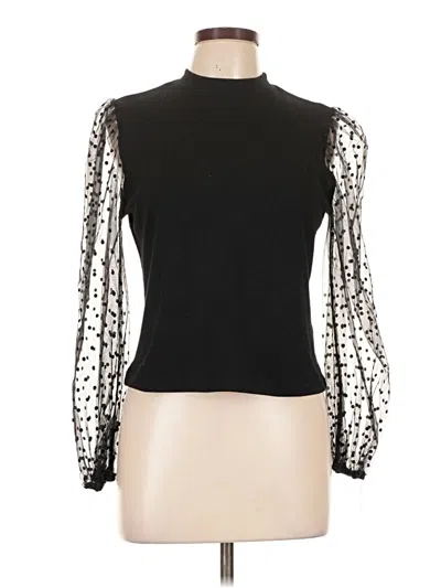 Pre-owned Lucy Paris Long Sleeve Top Black Mock Neckline Tops