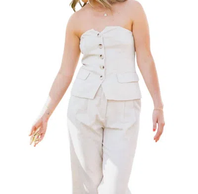 Lucy Paris Marilyn Button Tube Top In Beige In White