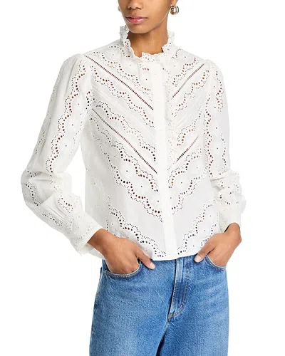 Lucy Paris Mimi Eyelet Shirt In White