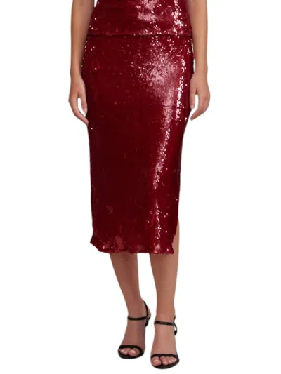 Lucy Paris Molly Sequined Midi Skirt In Red