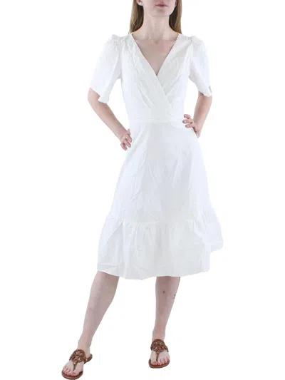 Lucy Paris Mona Womens Cutout Knee Length Midi Dress In White