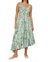 Lucy Paris Moret Floral Asymmetric Hem Dress In Green