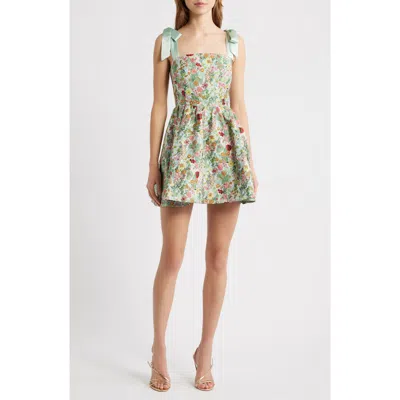 Lucy Paris Natalie Brocade Cocktail Minidress In Green