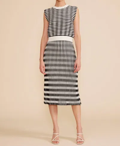 Lucy Paris Newport Knit Skirt In Black/white In Multi