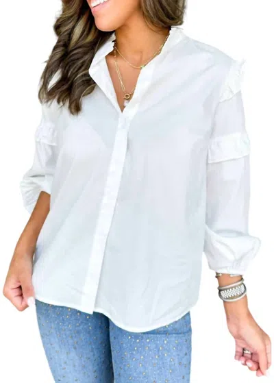 Lucy Paris Nicolette Ruffle Top In White In Blue
