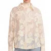Lucy Paris Organza 3d Floral Sequin Blouse In Ivory In Nude