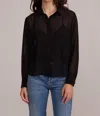 Lucy Paris Rana Rhinestone Button Down Top In Black In Black