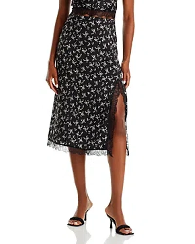 Lucy Paris Reza Lace Trim Skirt In Black