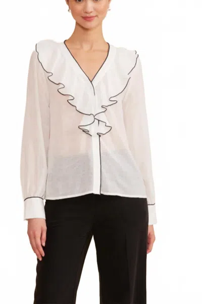 Lucy Paris Rita Ruffle Top In White/black