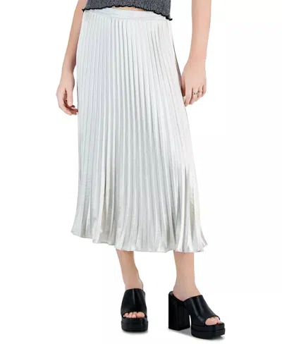 Lucy Paris Rose Pleated Skirt In Silver In White