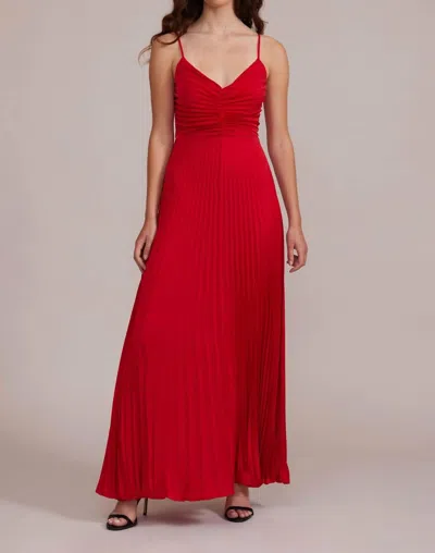 Lucy Paris Rose Pleated Sleeveless Maxi Dress In Red