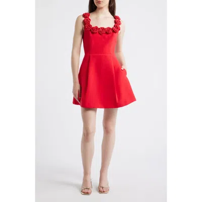 Lucy Paris Rosette Trim Cocktail Minidress In Red