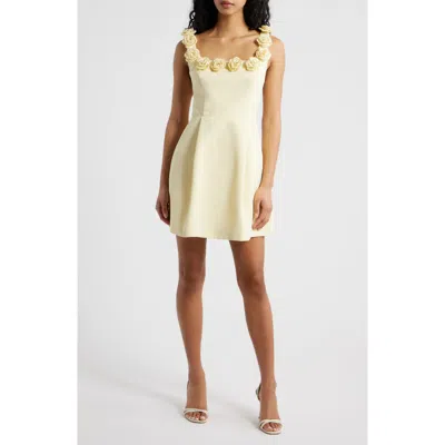 Lucy Paris Rosette Trim Cocktail Minidress In Yellow