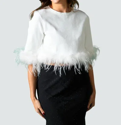 Lucy Paris Sally Feather Woven Top In White