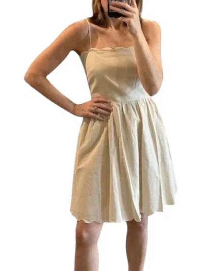 Lucy Paris Scallop Mini Dress In Beige In Neutral