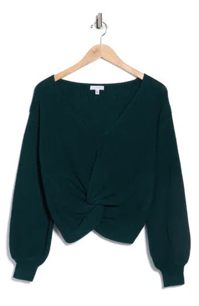 Lucy Paris Scott Twist Front Sweater In Green