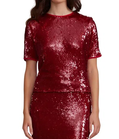 Lucy Paris Sequined Top In Cherry Red