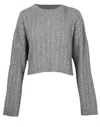 LUCY PARIS SHAY CABLE KNIT SWEATER IN GREY