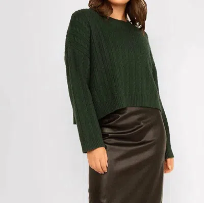 Lucy Paris Shay Cable Knit Sweater In Pine In Green