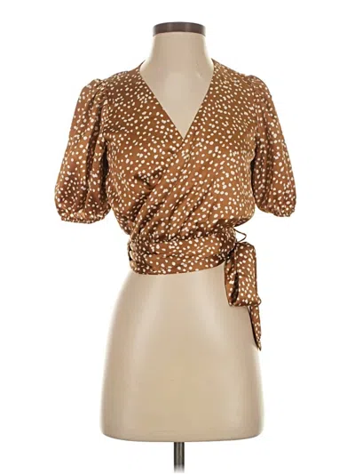 Pre-owned Lucy Paris Short Sleeve Blouse In Brown