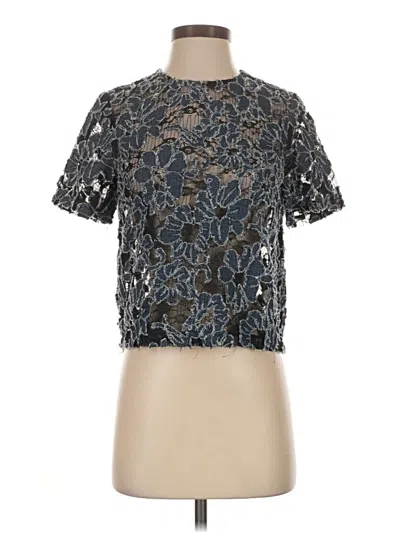 Pre-owned Lucy Paris Short Sleeve Top Gray Mock Neckline Tops
