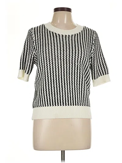 Pre-owned Lucy Paris Short Sleeve Top Ivory Crew Neck Tops
