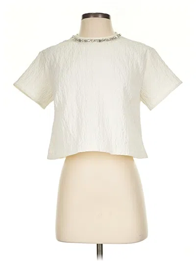 Pre-owned Lucy Paris Short Sleeve Top Ivory Keyhole Neckline Tops