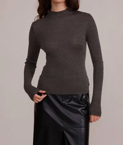 Lucy Paris Susanna Mock Neck Top In Grey