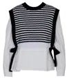 LUCY PARIS THE BILLIE MIXED SWEATER IN WHITE AND BLACK