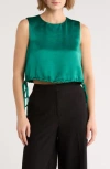 Lucy Paris Thora Side Tie Sleeveless Crop Top In Green