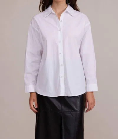 Lucy Paris Torin Collar Buttoned Top In Pearl White