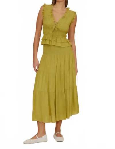 Lucy Paris Tropez Smocked Top In Chartreuse