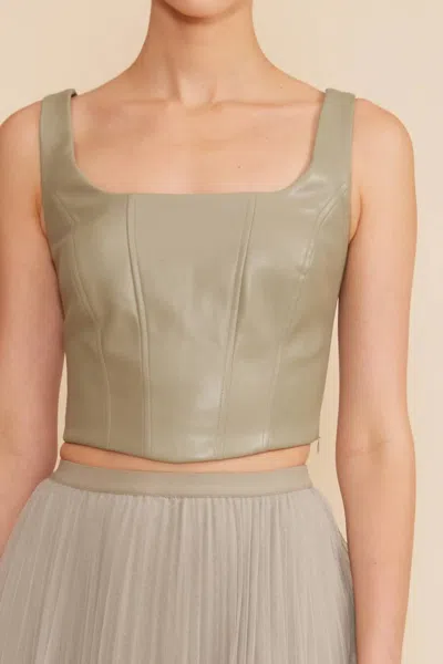 Lucy Paris Val Crop Top In Sage In Green