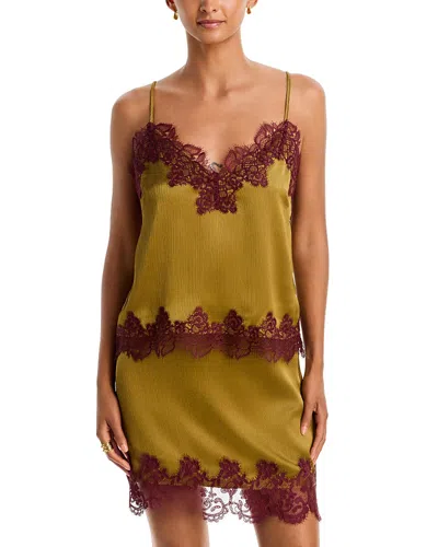 Lucy Paris Vanessa Lace Trim Satin Top In Yellow