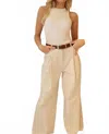 Lucy Paris Vernon Pleated Trouser In Beige