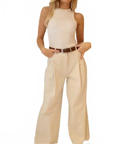 Lucy Paris Vernon Pleated Trouser In Beige