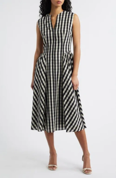 Lucy Paris Vivian Gingham Midi Dress In Black