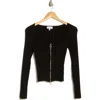 Lucy Paris Wina Zip Front Rib Top In Black